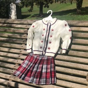 Girls 3T button down sweater/pleated skirt set.